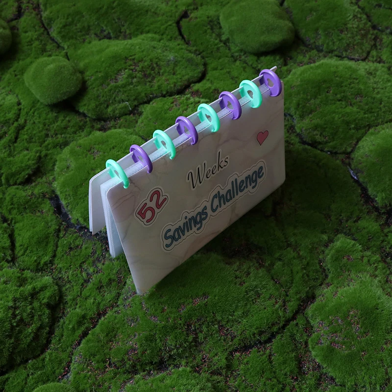 52 Week Savings Challenge Binder Reusable Cash Envelope Storage Box Fund Planning Savings Book Portable Budget Storage Booklet