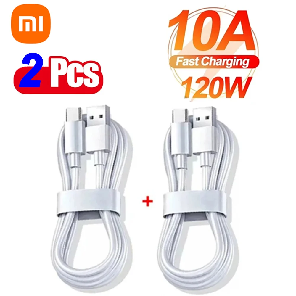 Xiaomi 2PCS Quick Charging Cable 120W 10A Universal Fast Charger PD Dual USB A To Type C High-speed Data Transfer Wire Cord