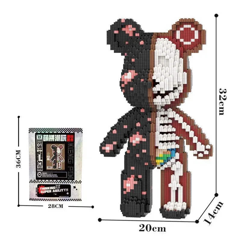 3D Kawaii Beer Model Dier Mechanisch Paard Micro Diamant Bouwsteen Ontwikkelingsmontage Blok Educatief Speelgoed Voor Kinderen