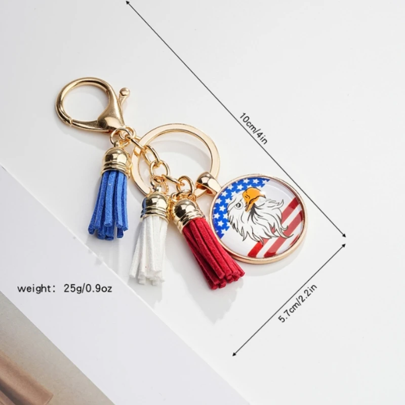 1pcs color-printed Eagle Time Gem Key chain pendant n flag independence day metal key ring accessories