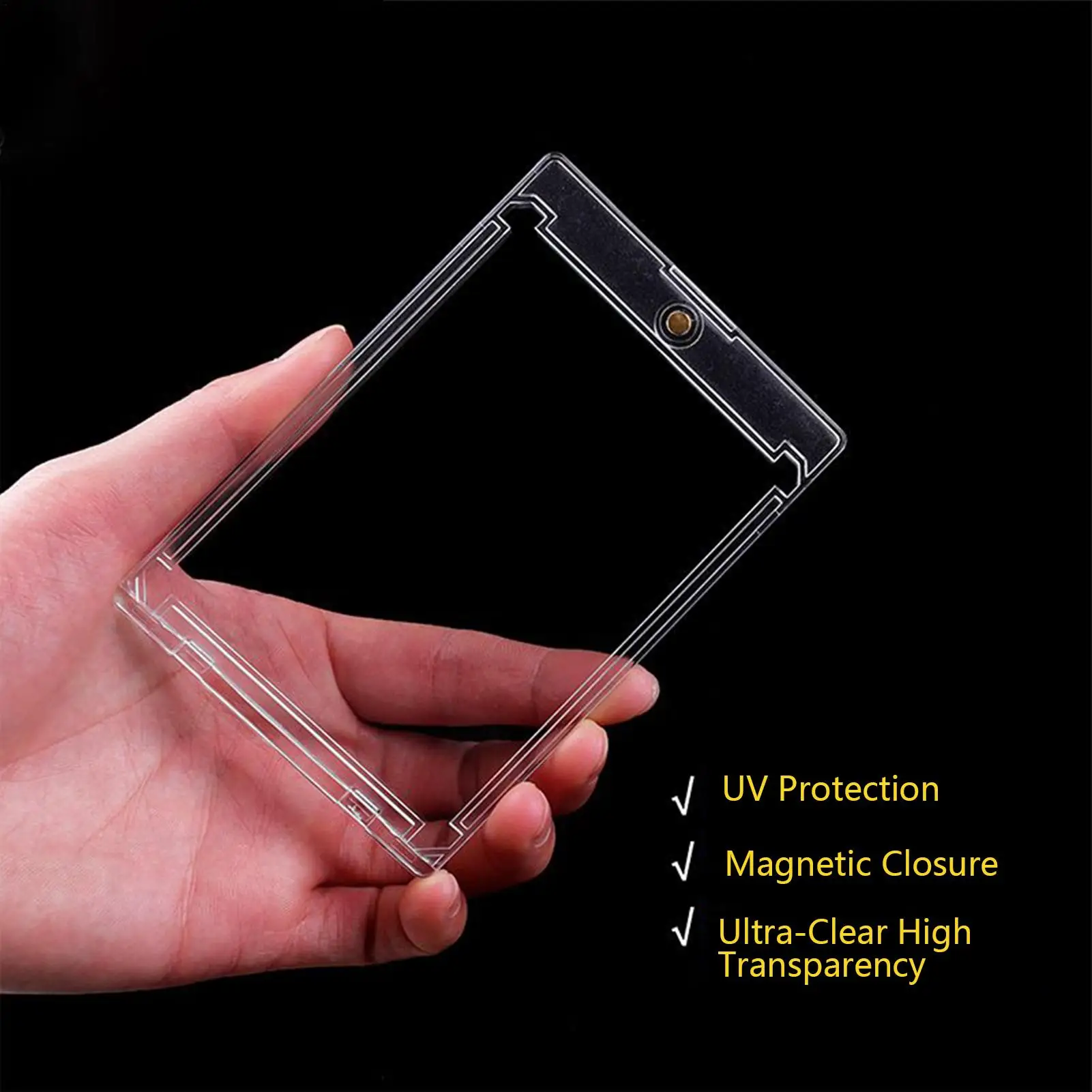 Clear Magnetic Baseball Card Protectors Hard Card Sleeves Court Accessories For Carrying Collecting Organizing Transport