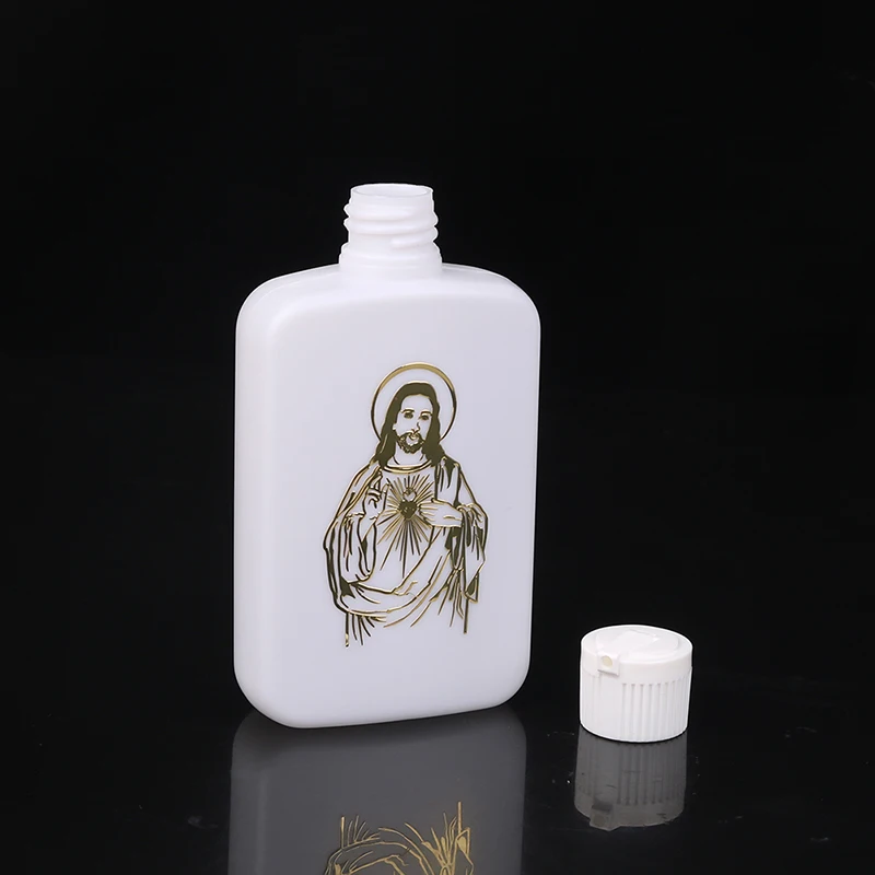 100ml Holy Water Empty Containers with Gold Cross Holy Water Bottles with Screw Lid Plastic Holy Water Container