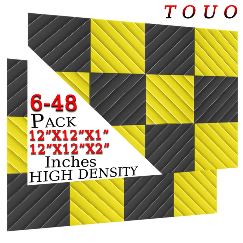 TOUO Acoustic Foam 6-48 Pcs Offices Soundproof Diamond Groove Foam Panels Sound Absorbing Ceiling Ktv Room Acoustic Treatment