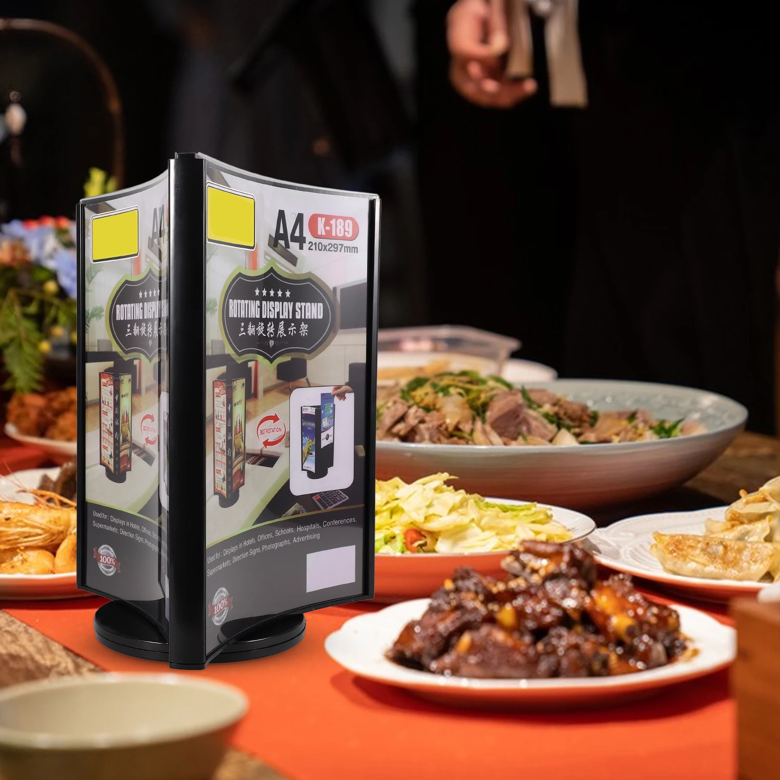 Rotating Table A4 Black Transparent Acrylic Menu Stand Multi Side Display Holder Sign Vertical Sign Holder Price Tag Rotary