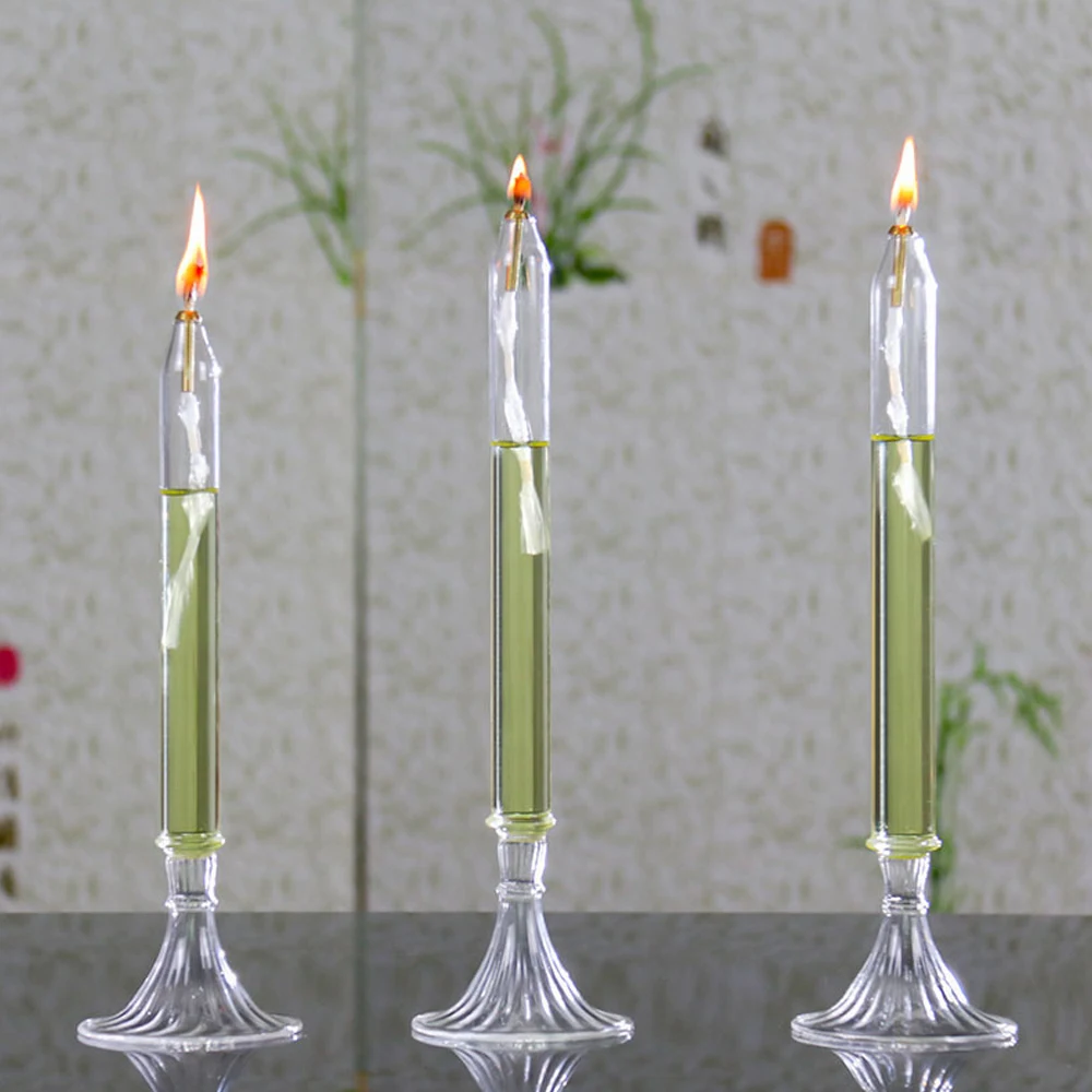 Nordic Candle Lamp Glass Oil Lamp Home Creative Transparent Smokeless Glass Oil Lamp Romantic Candlelight Dinner Ornaments