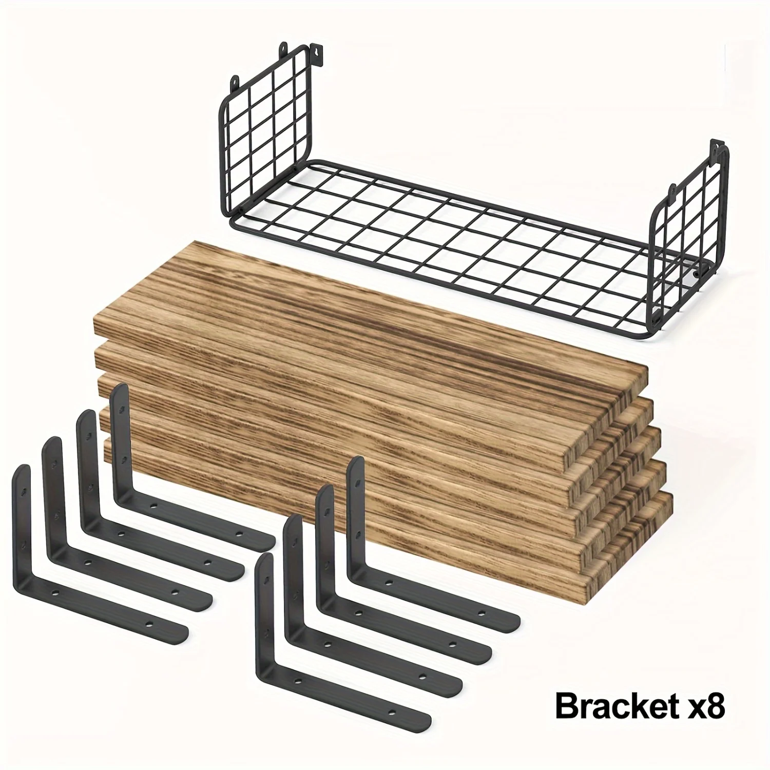 5+1 Tier Bathroom Floating Shelves, Wall Mounted Wood Shelves Over Toilet with Wire  Basket, make  space and keep your bathroom 