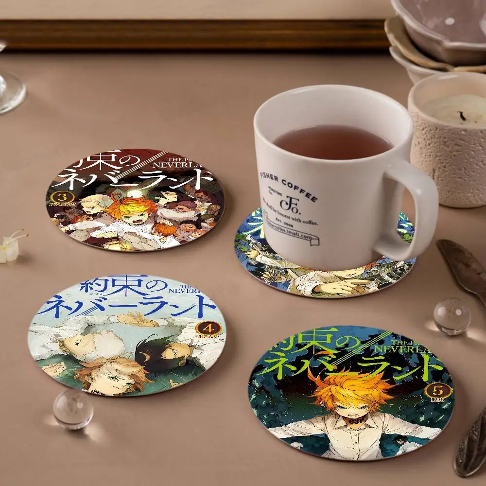 anime The P-Promised N-Neverland Coasters Suitable for daily family gathering decoration, kitchen, anti-slip wooden coasters
