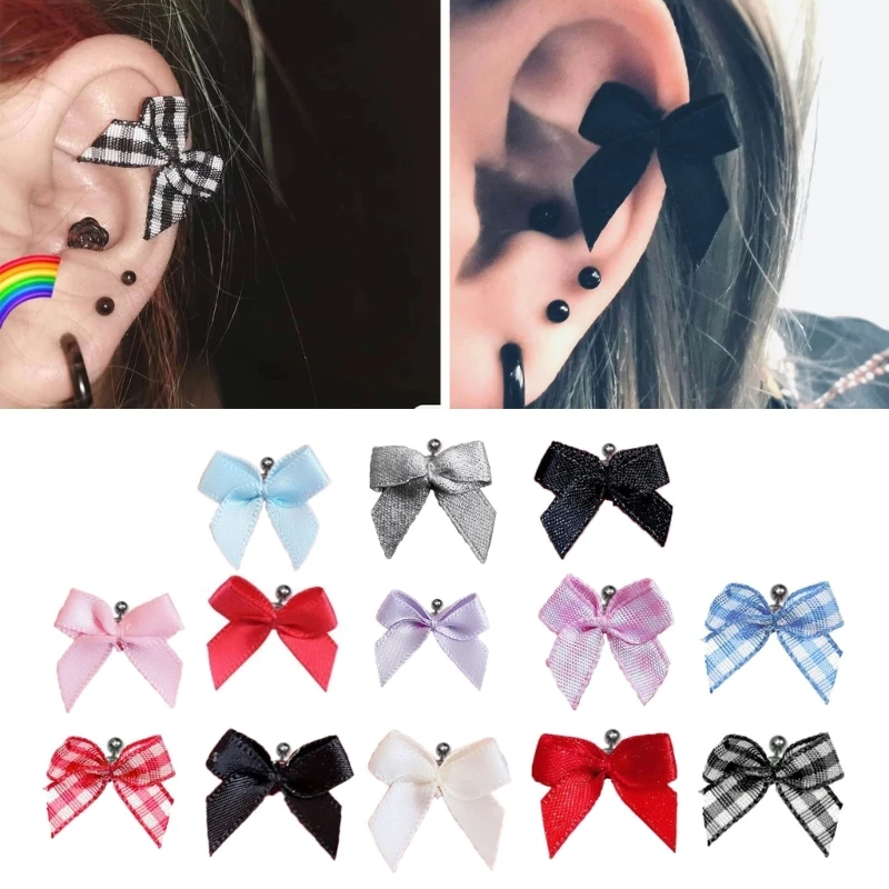 Bowknot Studs Earring Ear Rings Screw Cartilage Korean Ear Piercing for Women image 3