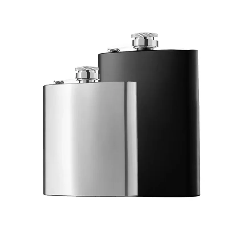 6/7/8oz black/silver Portable 304 food grade Flagon Whiskey Vodka Wine Pot Hip Flask Set Alcohol Drinking pocket Bottle outdoor