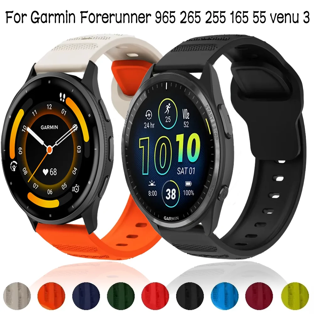 20mm 22mm Silicone Strap for Garmin Vivoactive 5 Active 5 Venu 3 2 Breathable bracelet For Garmin Forerunner 970 965 955 170 70