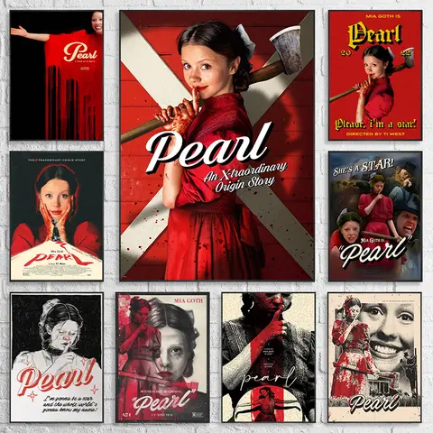 Pearl 2022 Popular Horror Movie Posters and Prints Canvas Printing Vintage Wall Art Picture for Cafe Cinema Home Decor Gifts