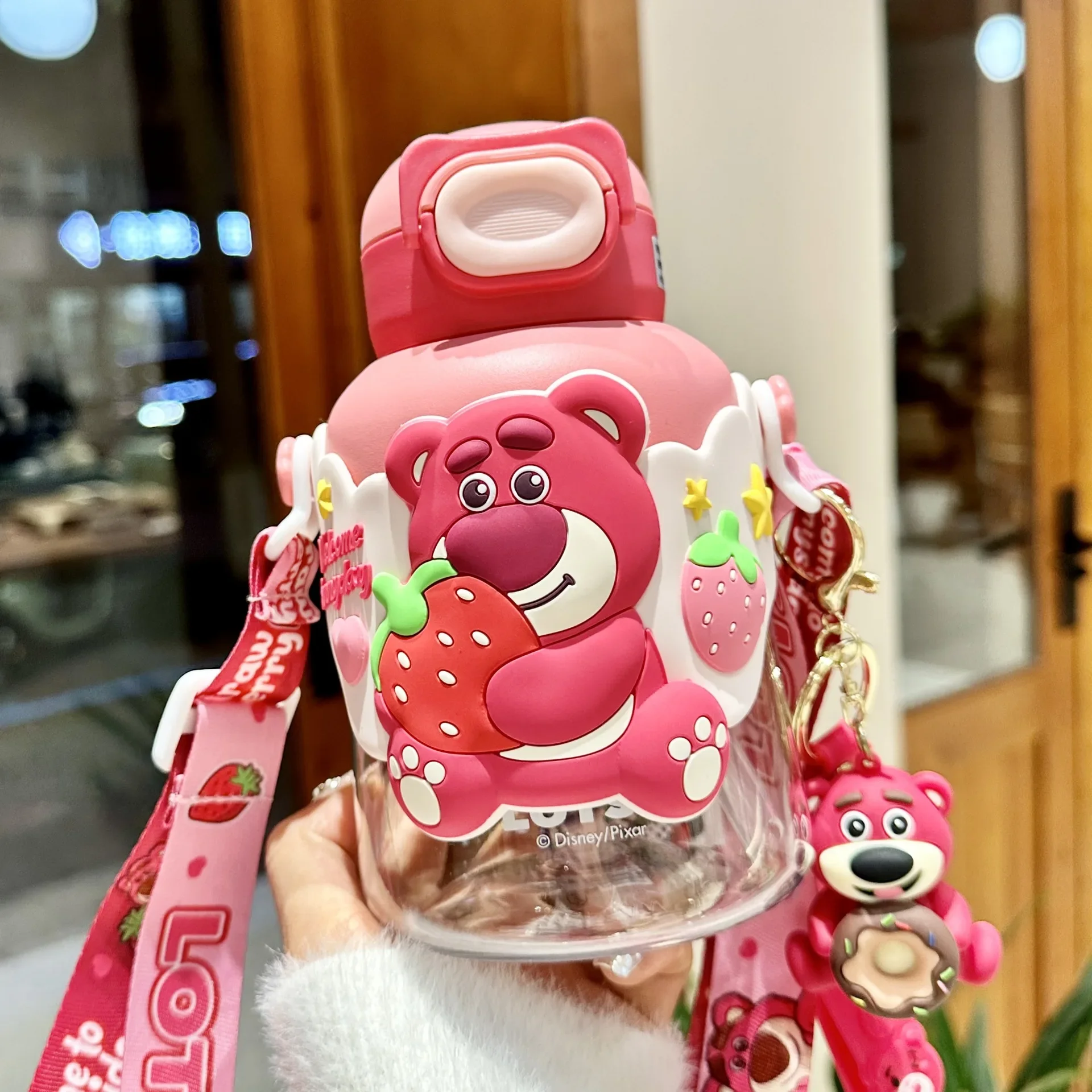 Disney Bear Space Cup Kindergarten Student Straw Water Cup Anti Drop Portable Plastic Water Bottle for Boys and Girls Toy Story