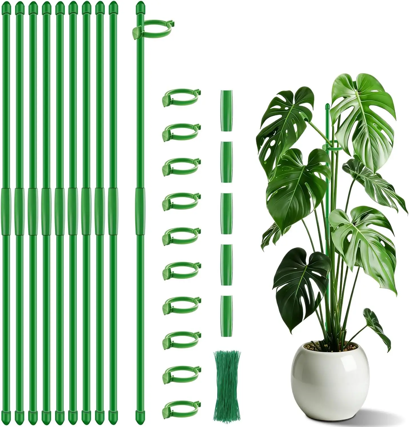 

Регулируемые опоры для растений 17 дюймов с зажимами, 10 шт. для овощей и цветов в саду и на открытом воздухе