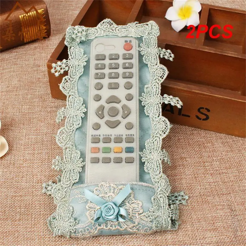 2PCS Dust Handmade Silk Flower Embroidery Lace Cotton Net Dust Cover Remote Control Dust Cover Design Cover Dust