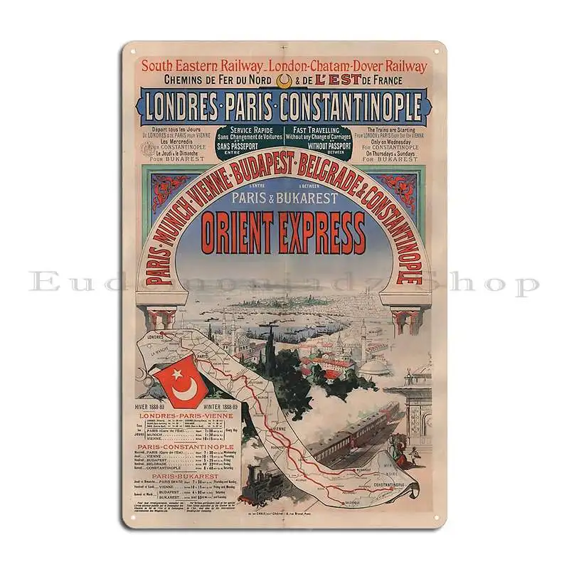 Orient Express Constantinople Vintage Train Travel Metal Plaque Club Cinema Home Garage personalized Tin Sign Poster