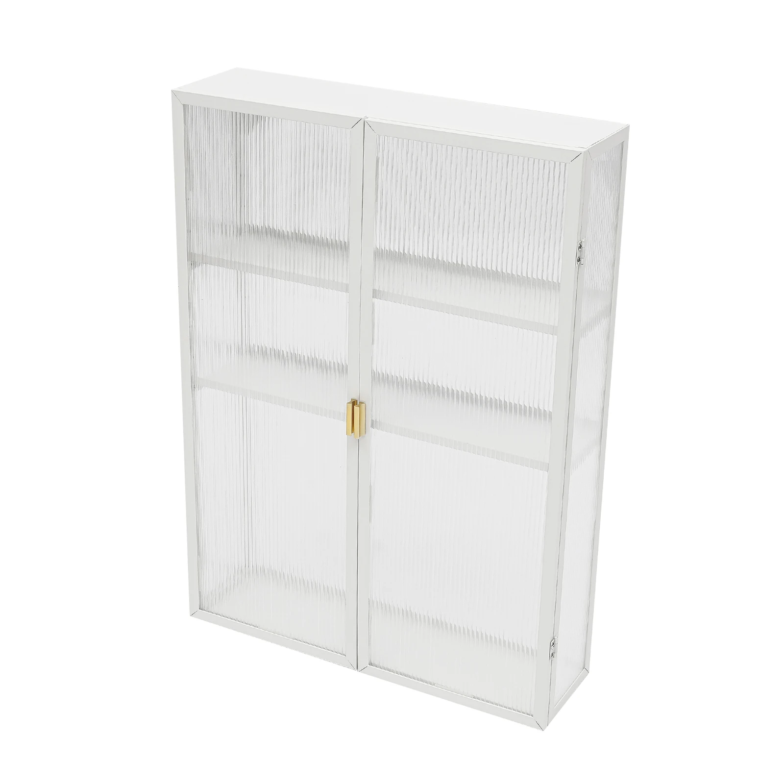 

Kitchen Bathroom Haze Double Glass Door Wall Cabinet With Detachable Shelves