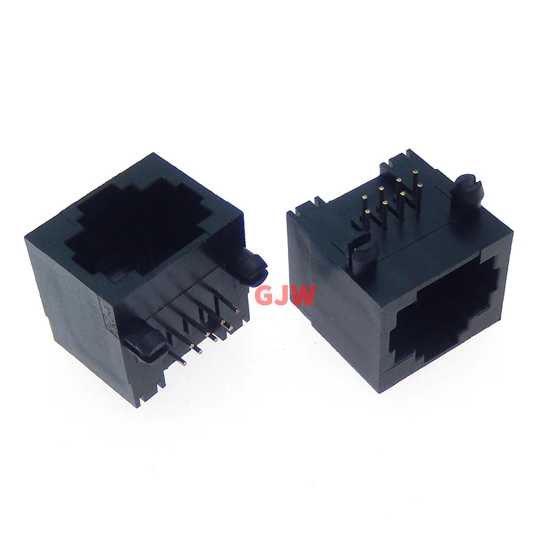 10PCS black RJ45 Network Ethernet FEMALE SOCKET with light RIGHT ANGLE 56 8P8C female jack connector