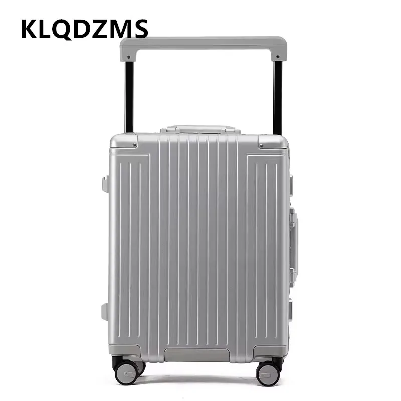 KLQDZMS-bolsa de viaje con marco de aluminio para hombre y mujer, Maleta Universal con ruedas, maleta con contraseña para negocios, 24 y 26 pulgadas