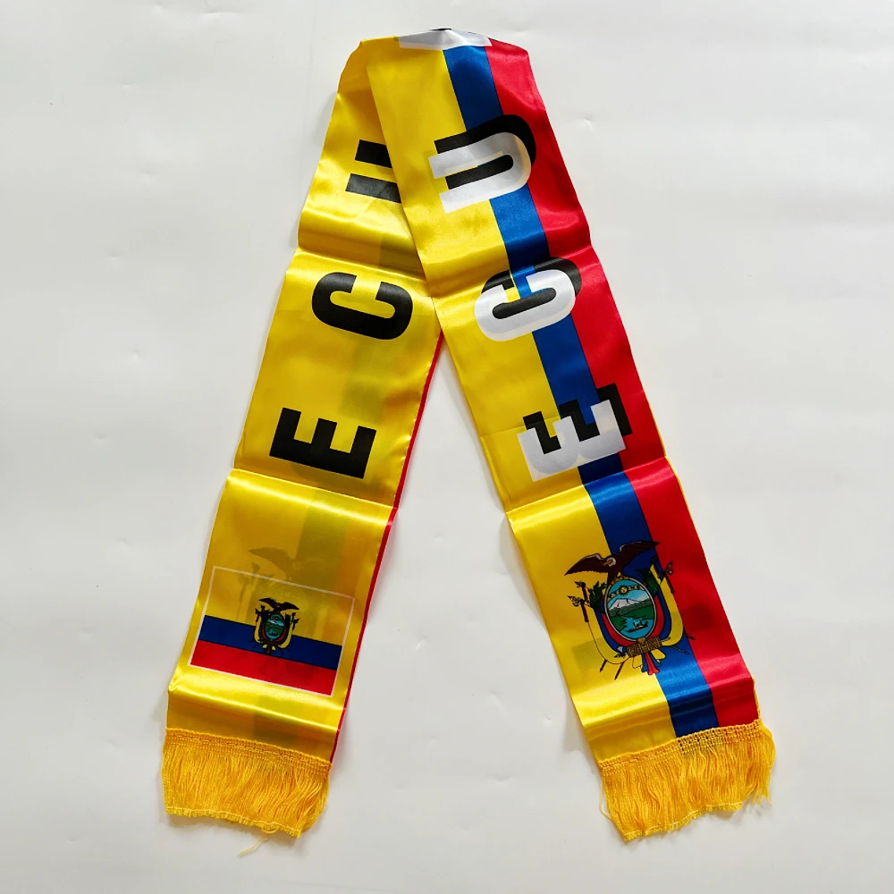 14x135cm2026 Ecuador Flag Country Double Side Printing Football Soccer Fans National Flag Ecuador Scarf