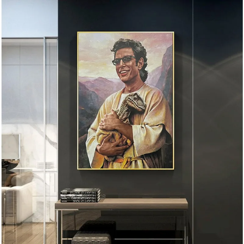 Jurassic Park Dinosaur Art Poster Saint Jeff Goldblum Canvas Painting Modern Wall Picture for Kids Room Home Decoration