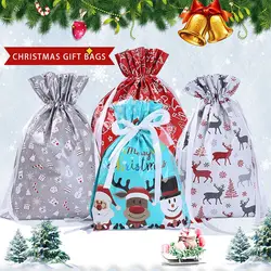 5PCS Large Christmas Sacks Reusable Drawstring Wrap Present Gift Party Bags