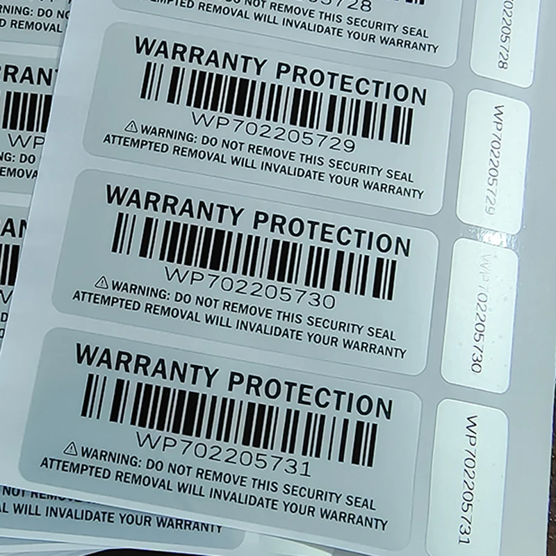 100 Pairs  2-part Warranty Protection Sticker Silver Security Seal Tamper Proof Primary and Secondary Double Numbered Labels