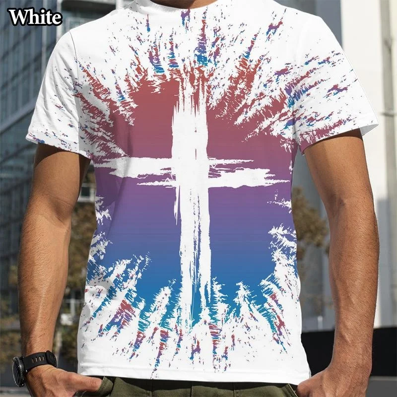 Christian Cross Jesus Printed Casual T-shirt Men and Women Fashion 3d Short Sleeve Tee