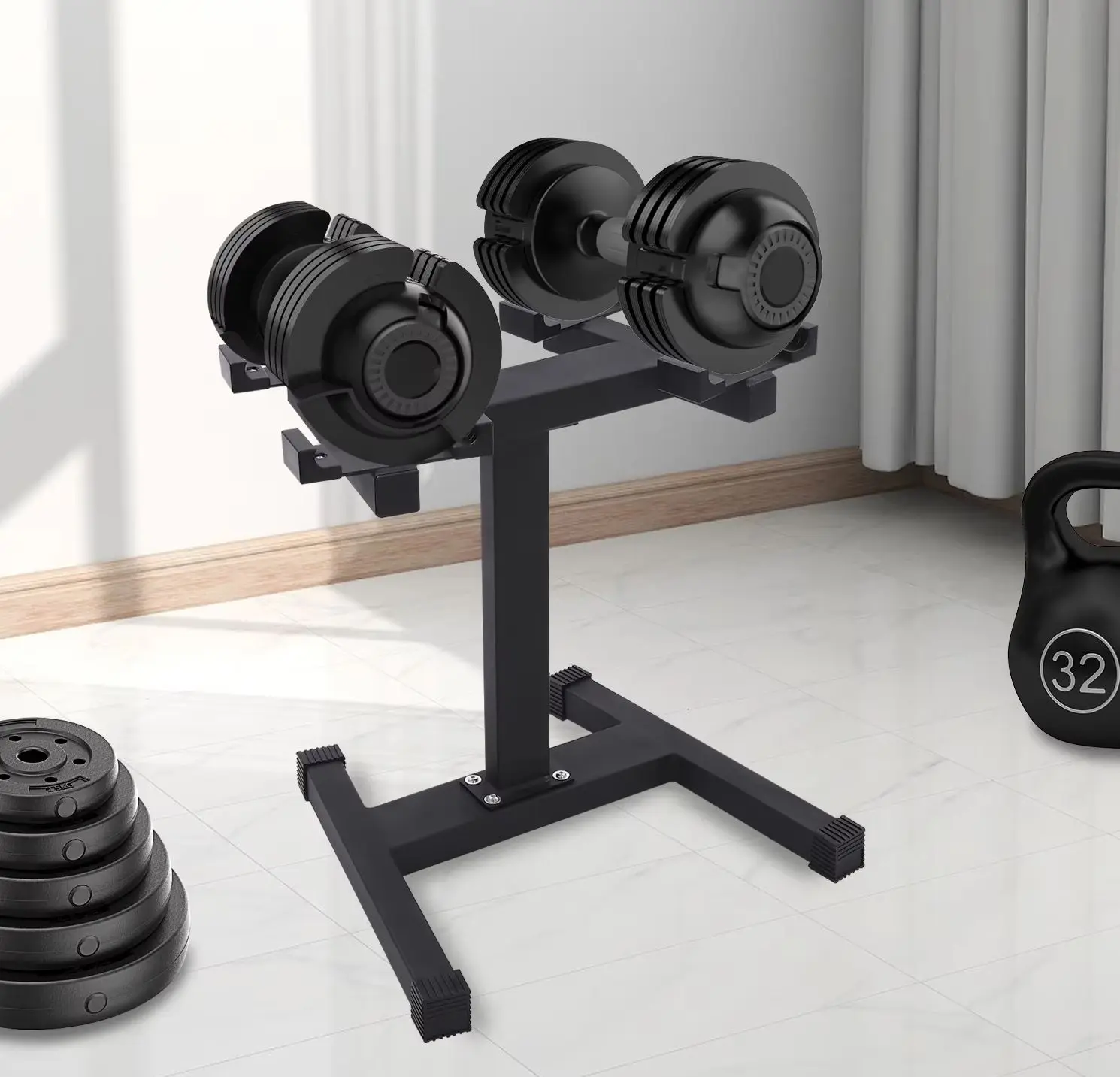 Verstellbares Hantelständer-System, 136kg Freistehender Hantelhalter, Hantelständer für Heimfitness & Fitnessräume