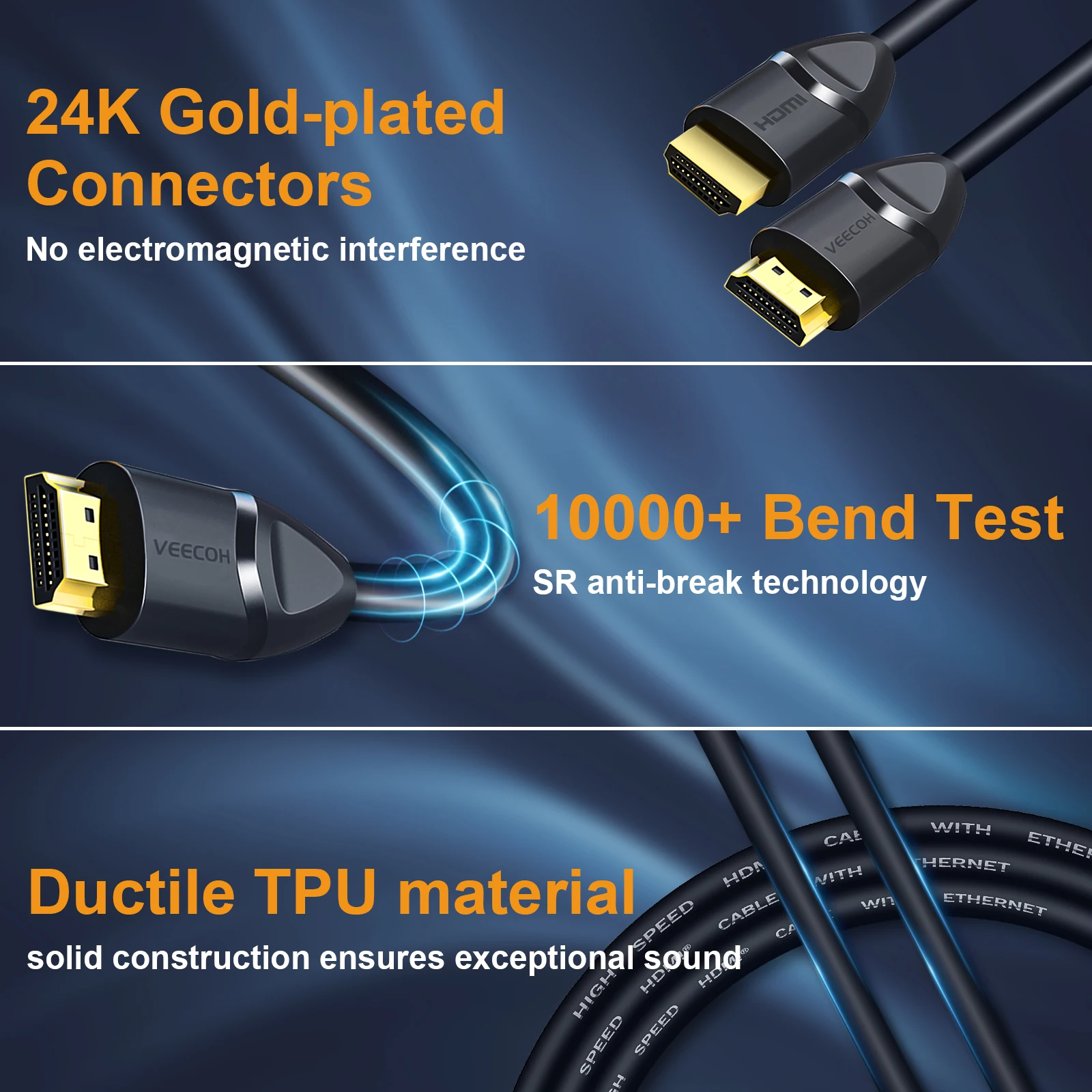 VEECOH 4K สาย HDMI 2.0สำหรับ Apple TV PS4 Splitter สาย HDMI To HDMI 60Hz วิดีโอเสียงสายเอชดีเอ็มไอ