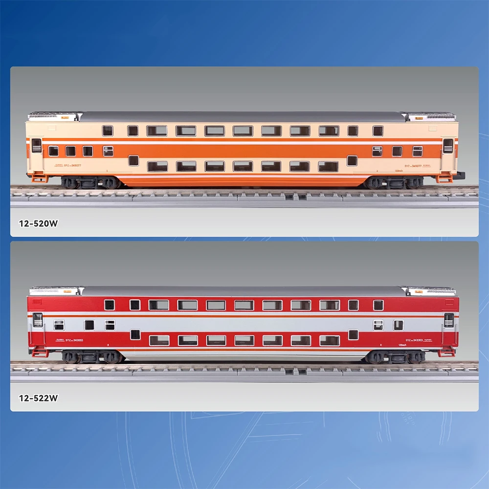 N Scale 1/160 Train Model KUNTER S25B Double-decker Passenger Car Set Product 6-section Full Row Standard Handshake Hook