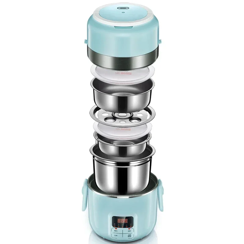 Hot salesReservation Timing Three Layer Insulated Lunch Box Mini Cooking Cooker Electric Chafing Dish Electric Heating Container