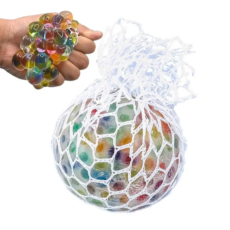 

Rainbow Squeeze Ball Mesh Grape Squeeze Ball Sensory Toys Soft Elastic Stress Relief Sensory Toy Squeezing Toys For Kids Adults