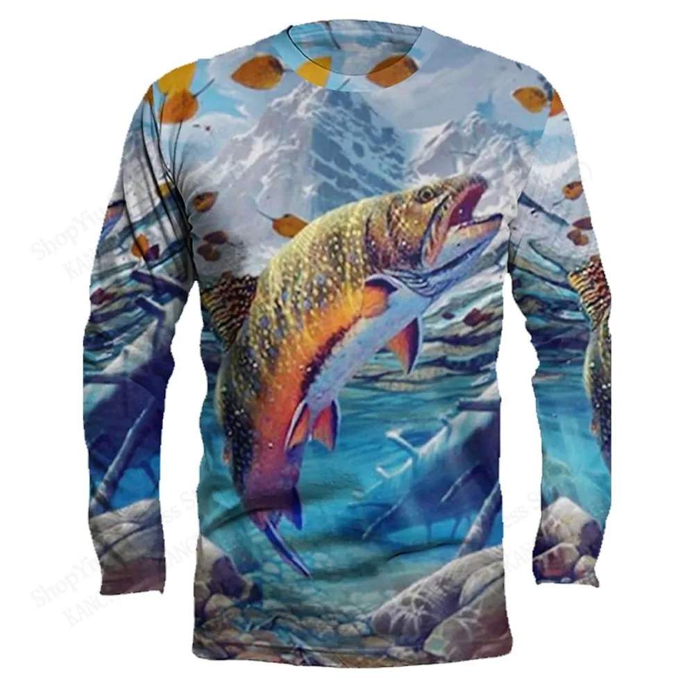

Long Sleeve Tshirt 3D Fishing Printed T-shirt For Men T Shirt Hip Hop Casual Oversized Tshirt Ropa Hombre Women Tops Tee Outdoor