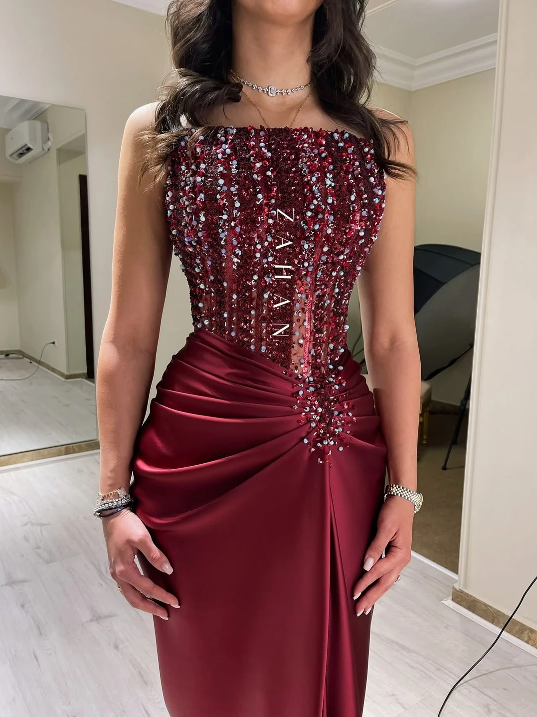 Other Shore Elegant Vintage Sweet Sexy Red Mermaid Crystal Beads Pearls Customize Formal Occasion Prom Dress Evening Party Gowns image 3
