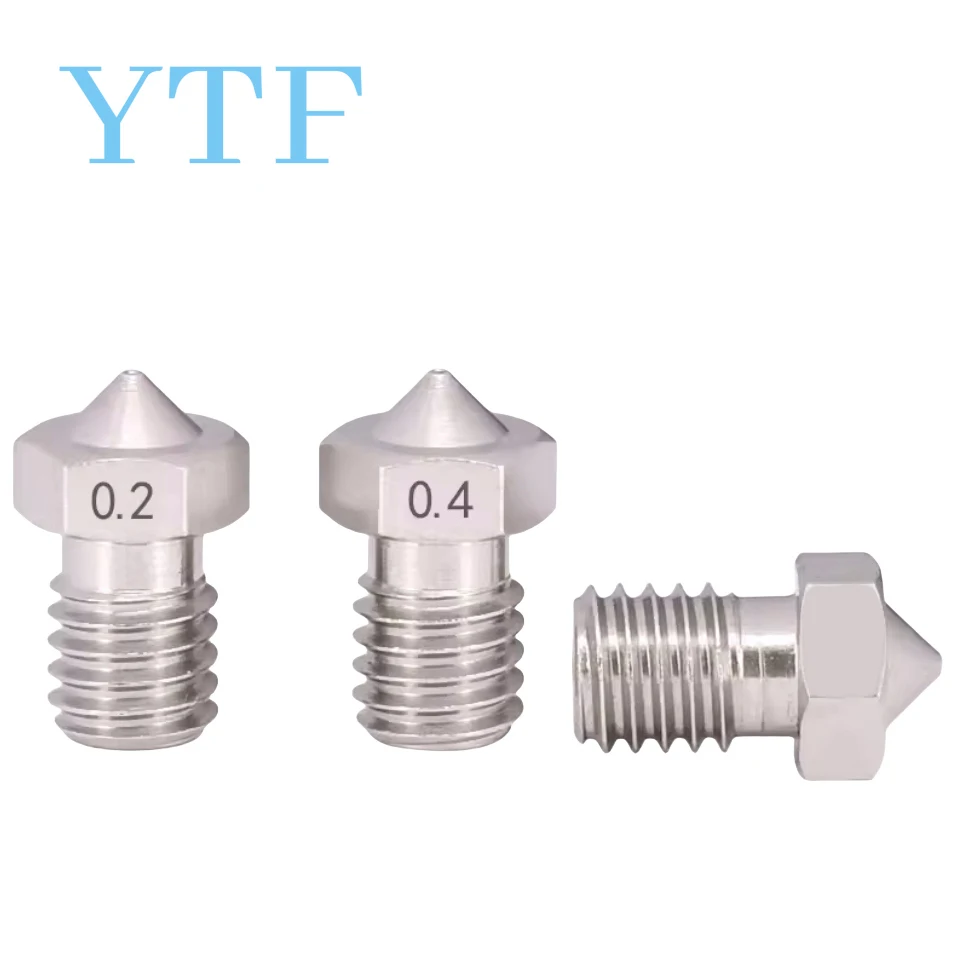 V6 Nozzle Stainless Steel 0.2/0.25/0.3/0.4/0.5/0.6/0.8MM M6 Thread 1.75/3.00 MM Nozzle For 3D Printer E3D V6 Hotend