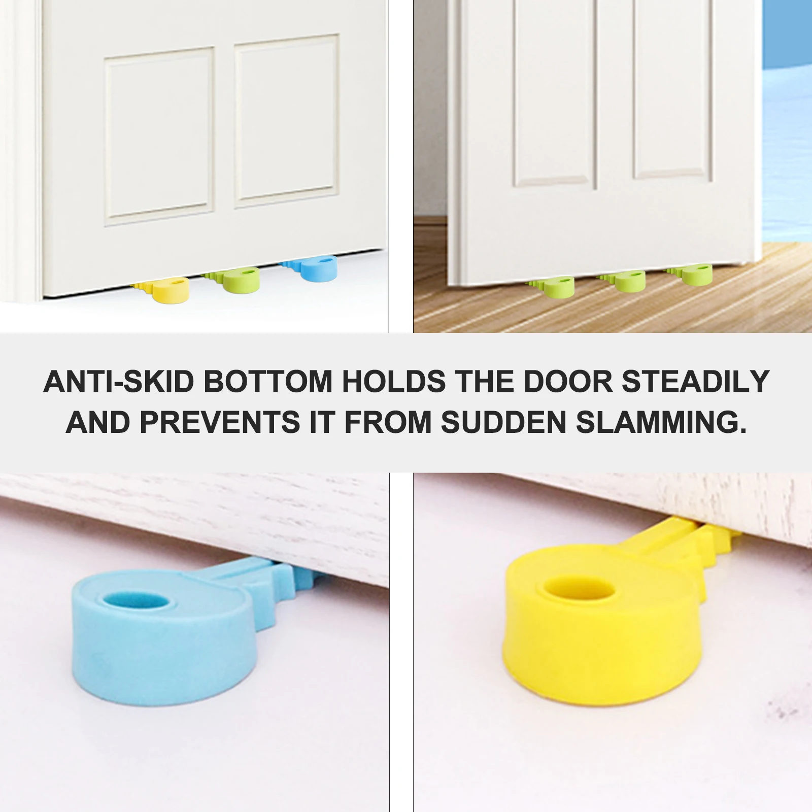 

3pcs Key Shape Stop Wedge Silicone Pinch Guard Anti-Slip Home Office Door Stopper Floor Protector Door Latch Guard For