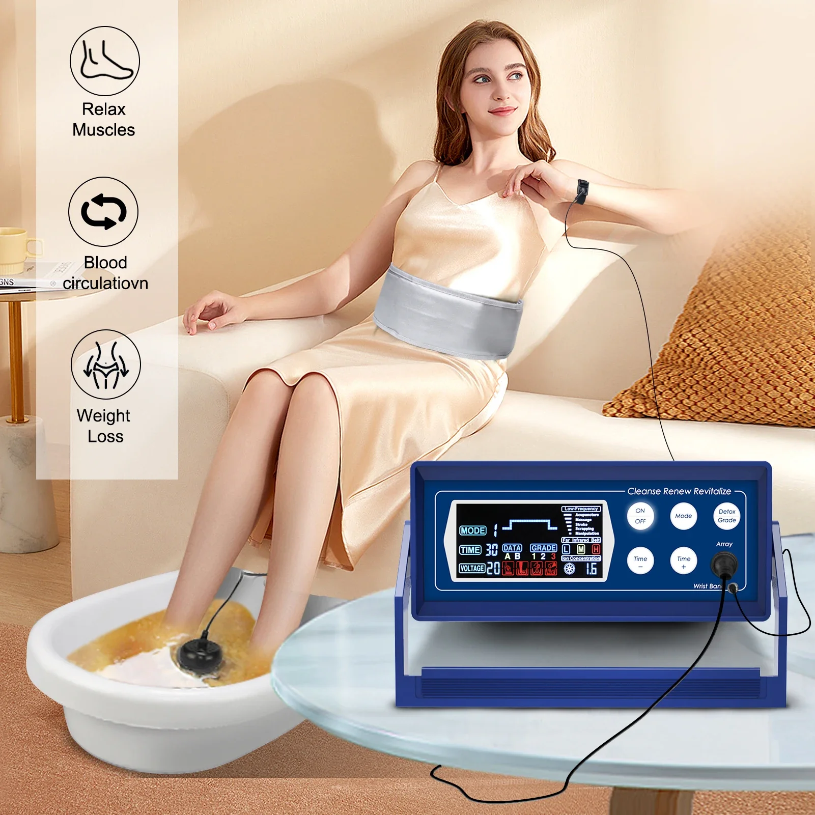 Professional Grade Ionic Foot Bath Spa Machine Ion Cleaner Equipment  Relax and Detox Foot Spa