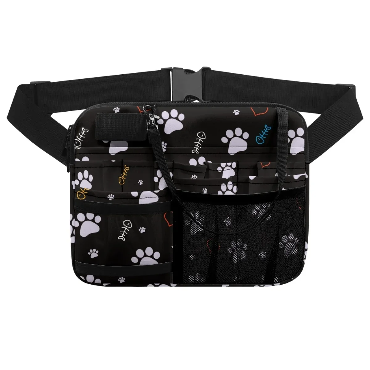 Riñonera informal de diseño de pata de perro para mujer, bolsa organizadora ajustable, bolsa de cintura práctica de almacenamiento para enfermera médica, estampado a pedido