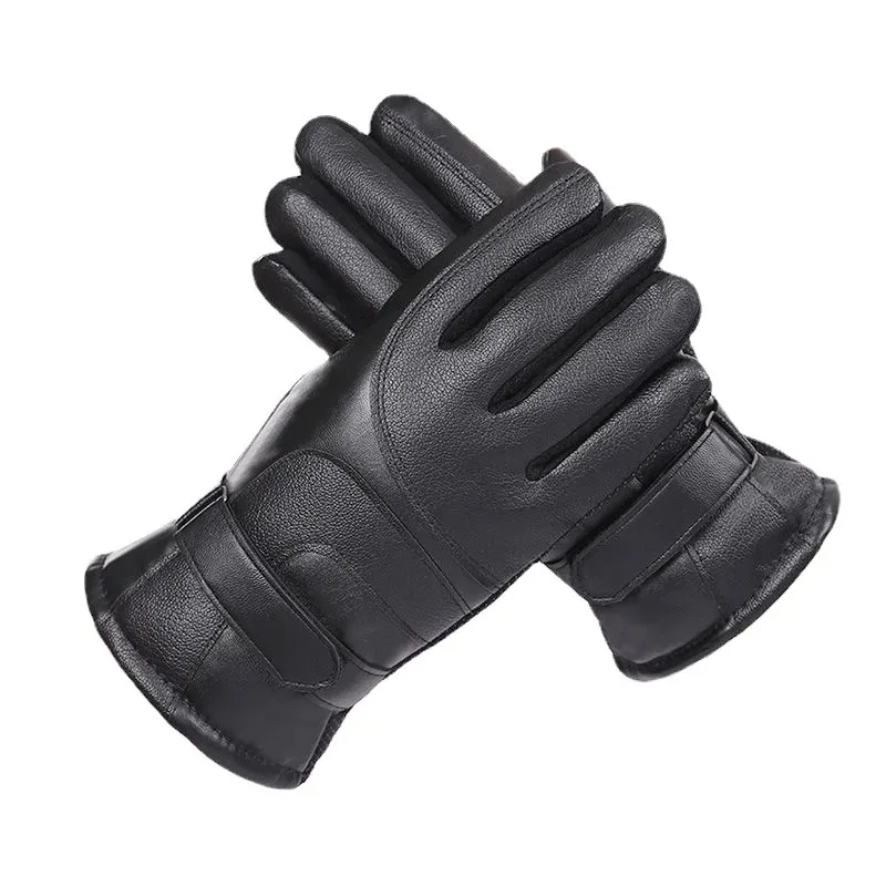 Motorcycle Rider Equipment Gloves for Winter Men's Big Seven Touch Screen Leather Gloves for Men Warm Windproof Anti Slip