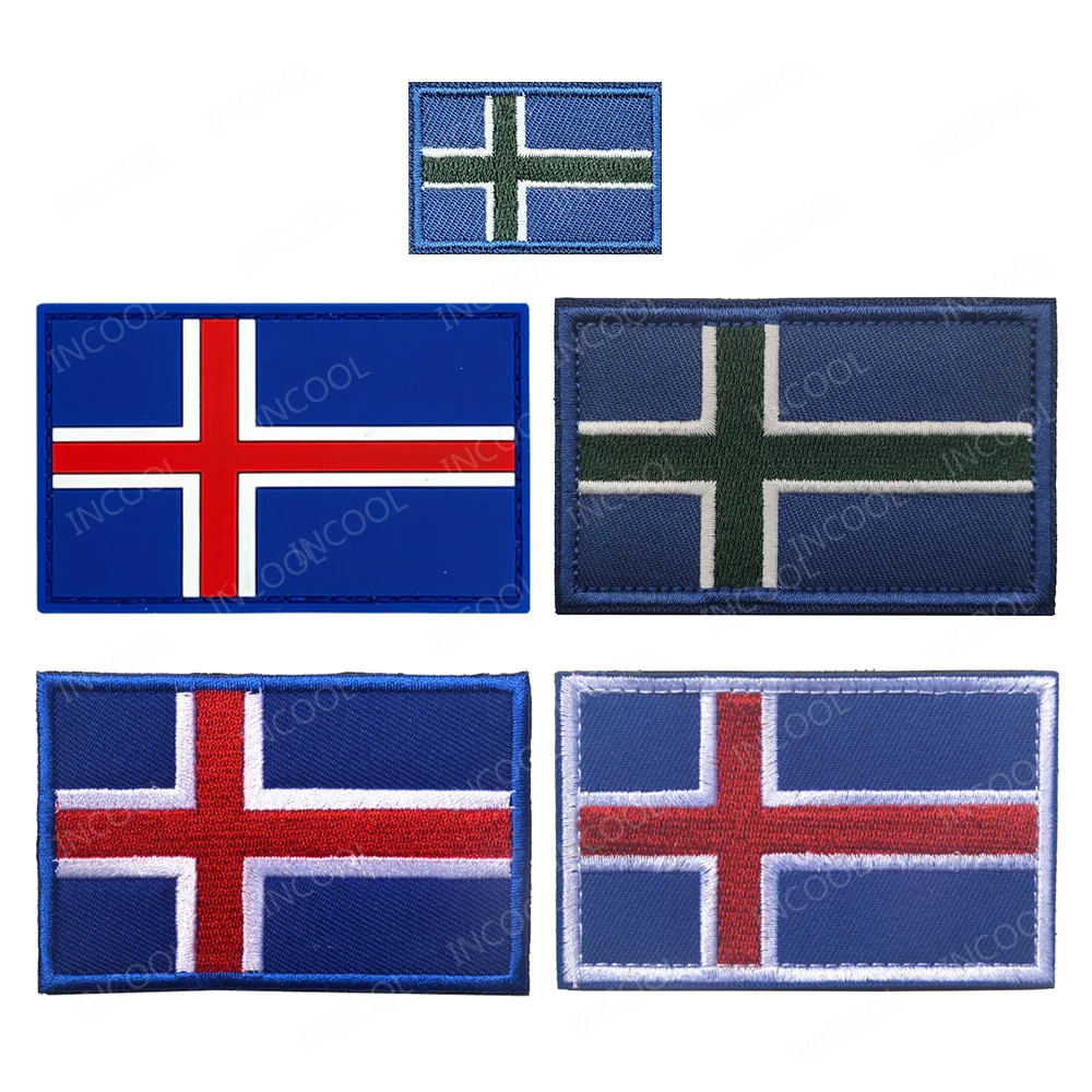 Iceland Flag Embroidered PVC Rubber Patch Icelandic Patches Patch For Backpack Clothing