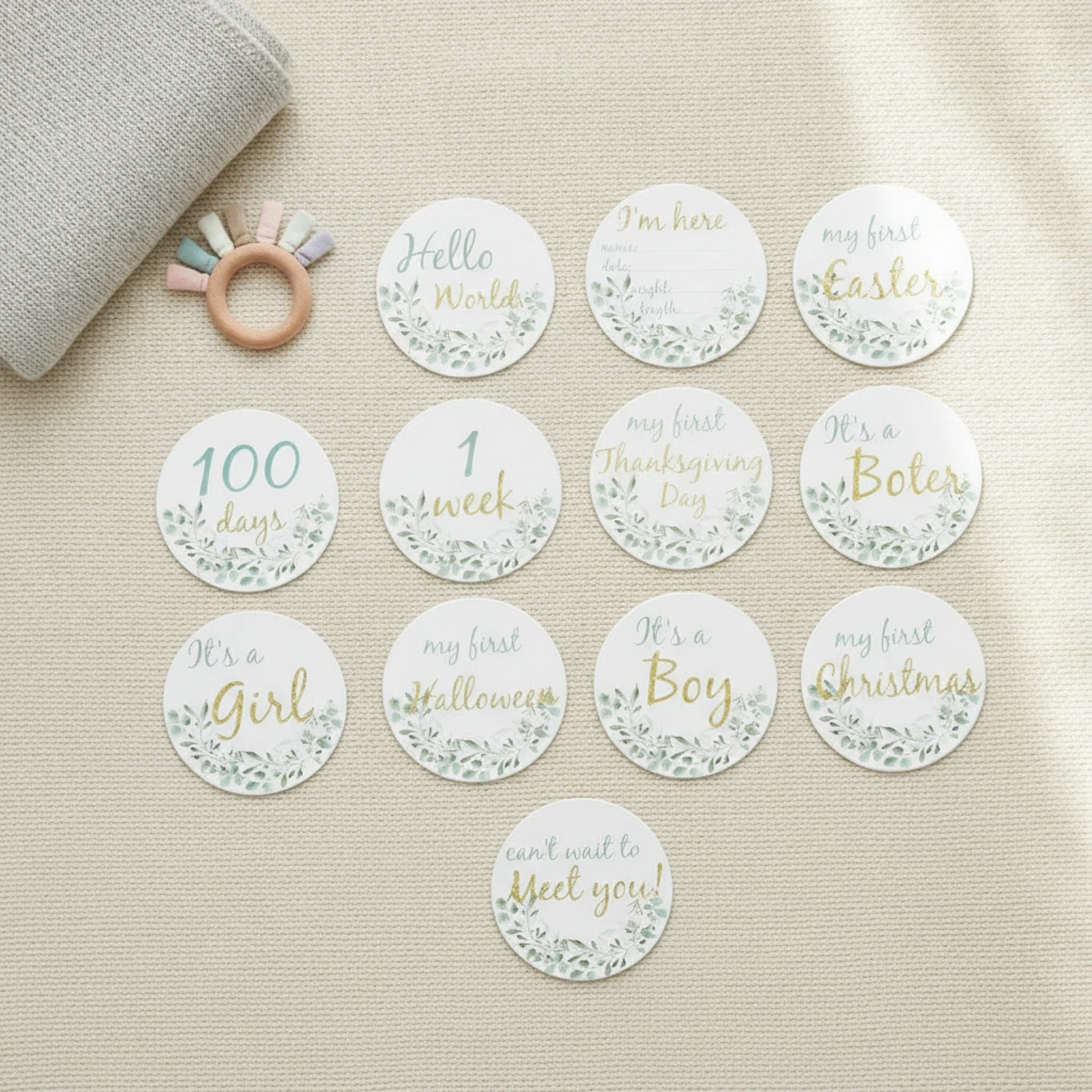 13 Pieces Monthly Milestone Discs Round Milestone Discs Newborn Gender-Neutral for Babies