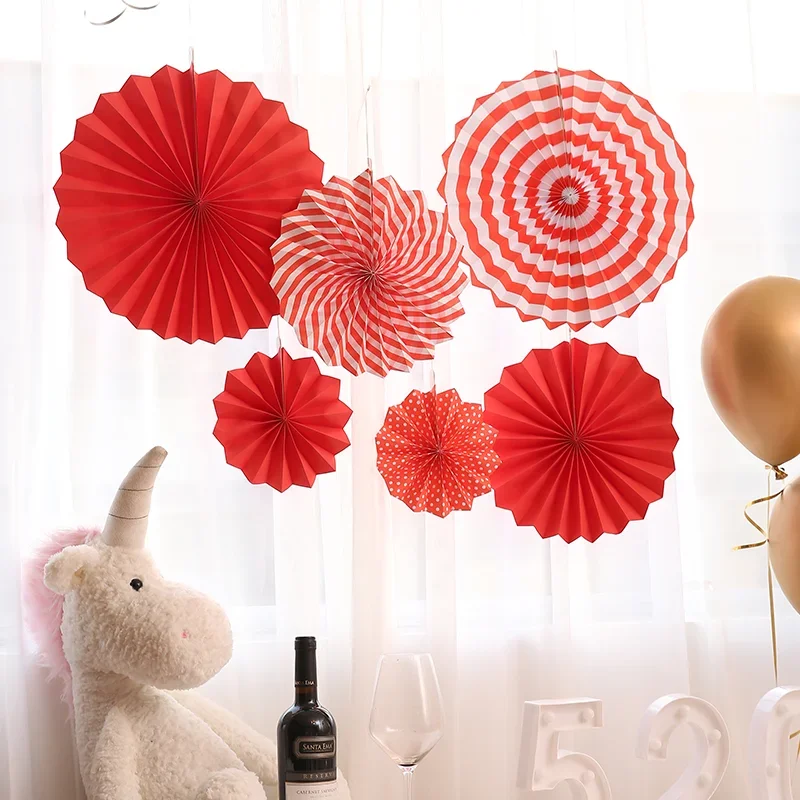 Spring Festival Christmas background layout party birthday annual meeting window decoration atmosphere paper fan flower pull