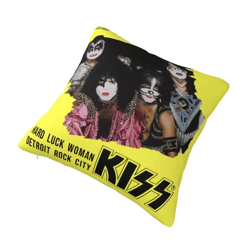 Custom Kiss Rock Roll Luxury Throw Pillow Cover Gorgeous Metal Heavy Band Car Cushion