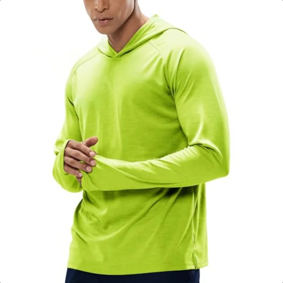 

Men's UPF 50+ Sun Protection Hoodie Long Sleeve SPF Fishing Hiking Running Thumbhole Shirts Hooded Quick Dry Lightweight
