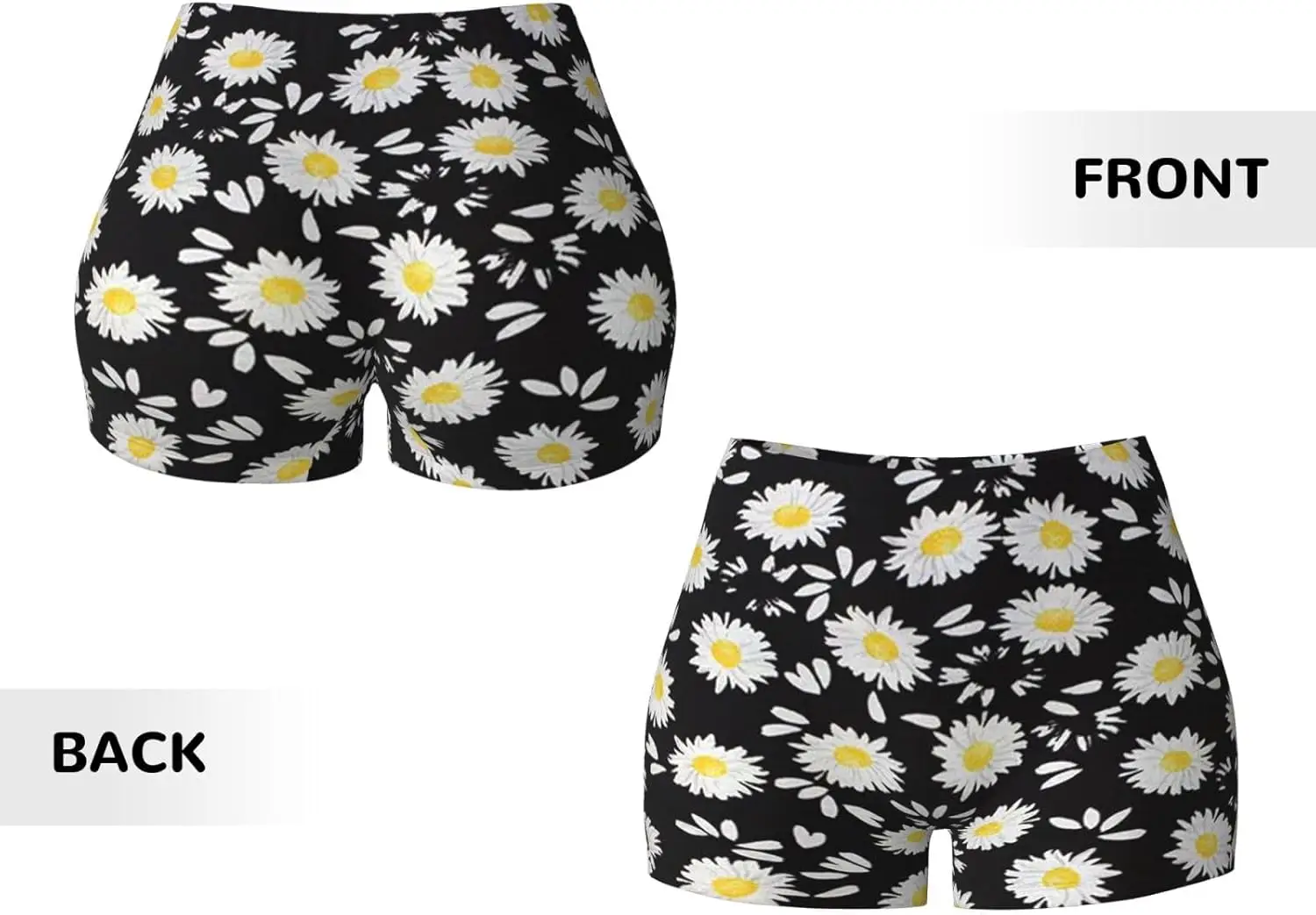 Pantaloncini da allenamento da donna con stampa margherita bianca Pantaloncini da palestra atletici elastici Yoga estivo a vita alta senza cuciture