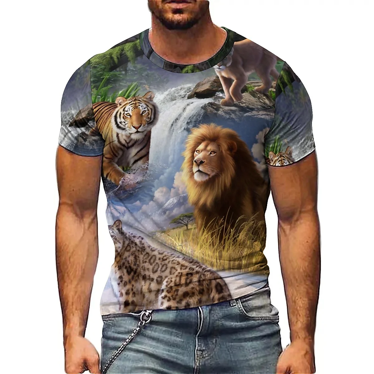 

All-season Tie-dye Men's 3D Print Short-sleeved T-shirts, Smooth Fabric, Perfect for Men and Women's Loose-fitting Short-sleeved