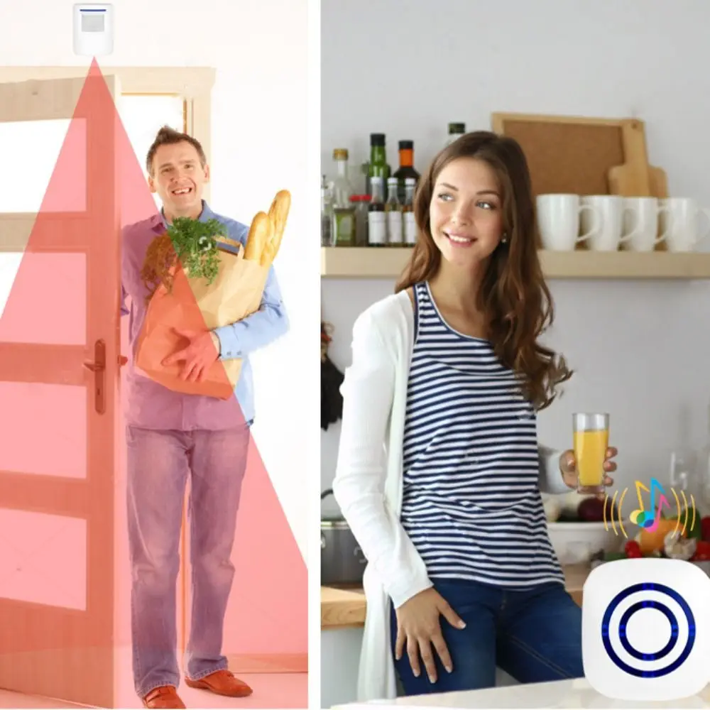 

38 Chimes Wireless Doorbell Volume Adjustment Automatic Door Bell Alarm Plug-in Split Long Transmission Range