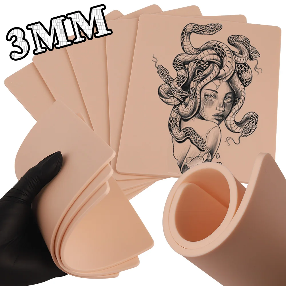 

15/10/5/3/1Pcs 3MM Tattoo Practice Skin Thick Double Sides Silicone Microblading Eyebrow Permanent Makeup Practice Fake Skin