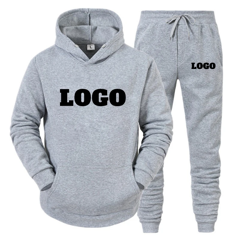 

Custom Logo Women Tracksuit Sweatshirt+Pants 2Pieces Set Solid Color Spring Autumn Pocket Hooded Elegant Female Jogger Sportwear