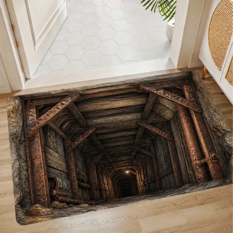 2D Vortex Sci Fi Neon Tunnel Print Futuristic Style Doormat for Entryway Hallway Game Room Home Interior Decor New Year Holiday